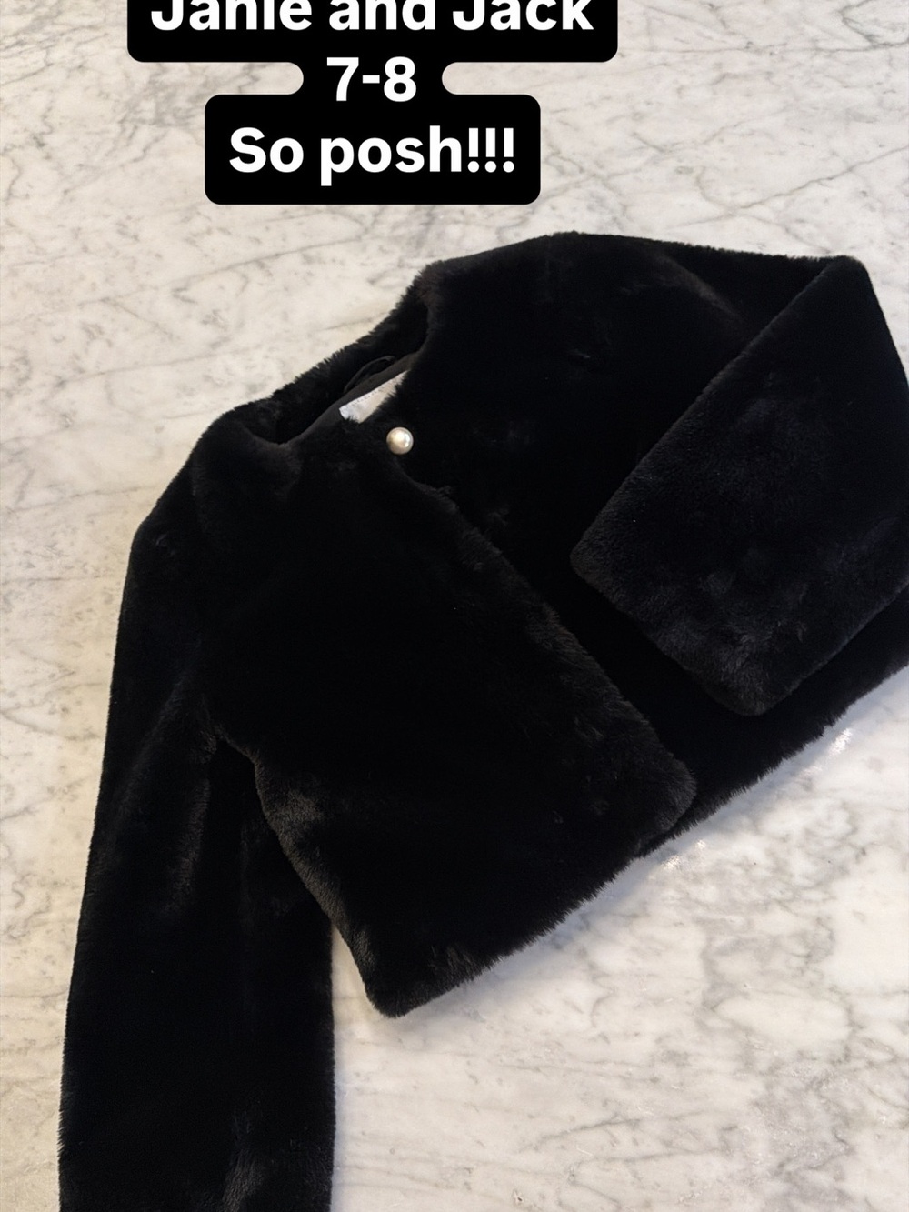 Janie and Jack Black Faux Fur Teddy Jacket